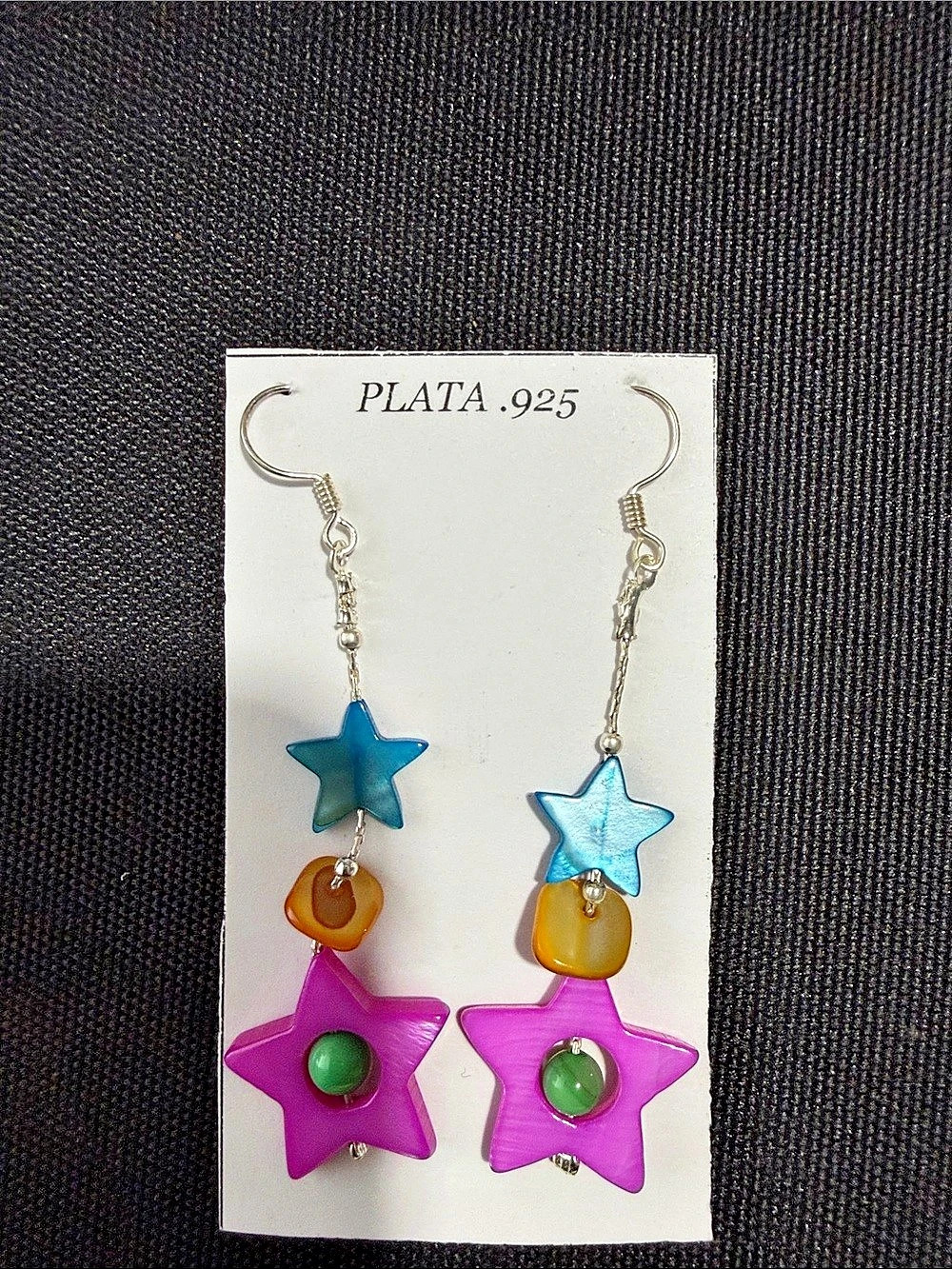 Star Drop Earrings in Pink & Blue NWT